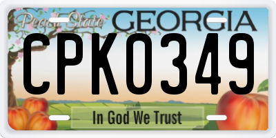 GA license plate CPK0349