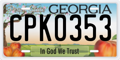 GA license plate CPK0353