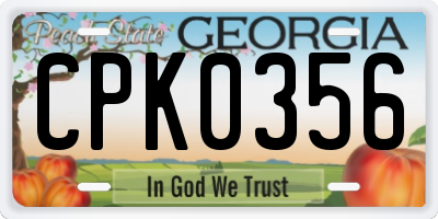 GA license plate CPK0356