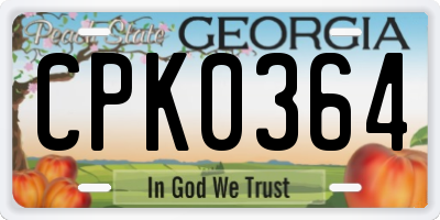 GA license plate CPK0364