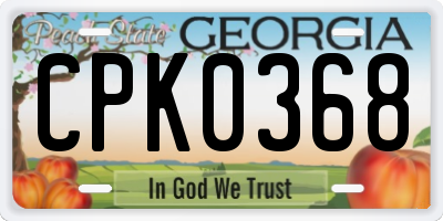 GA license plate CPK0368