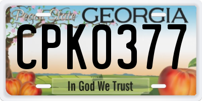 GA license plate CPK0377