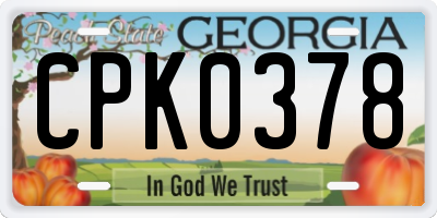 GA license plate CPK0378
