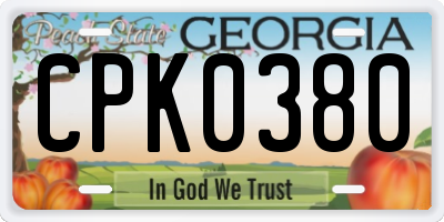 GA license plate CPK0380
