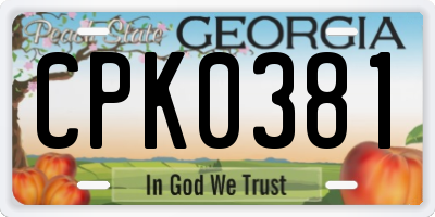 GA license plate CPK0381