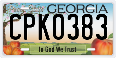 GA license plate CPK0383