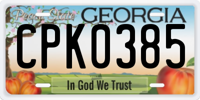 GA license plate CPK0385