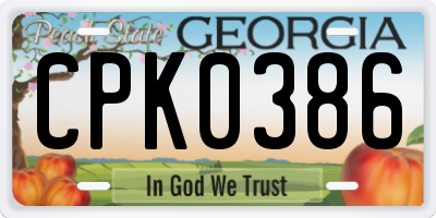 GA license plate CPK0386