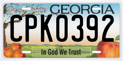 GA license plate CPK0392