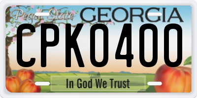 GA license plate CPK0400