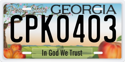 GA license plate CPK0403