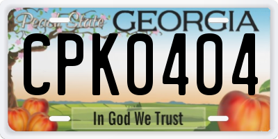 GA license plate CPK0404