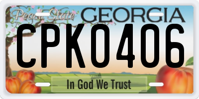 GA license plate CPK0406
