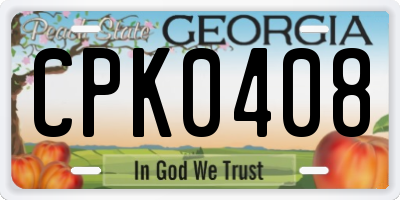 GA license plate CPK0408