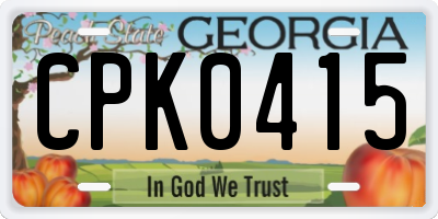 GA license plate CPK0415