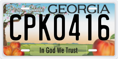 GA license plate CPK0416