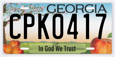 GA license plate CPK0417