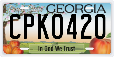 GA license plate CPK0420