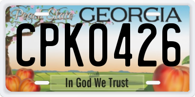 GA license plate CPK0426