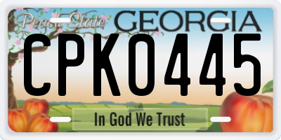 GA license plate CPK0445