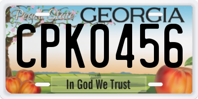 GA license plate CPK0456
