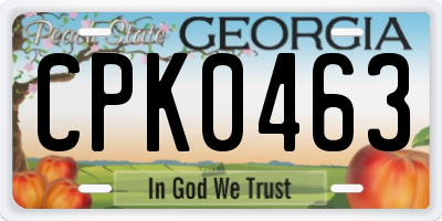 GA license plate CPK0463