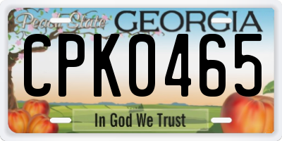 GA license plate CPK0465