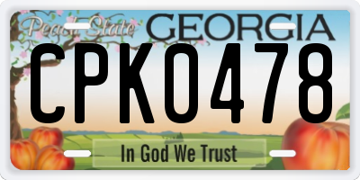GA license plate CPK0478