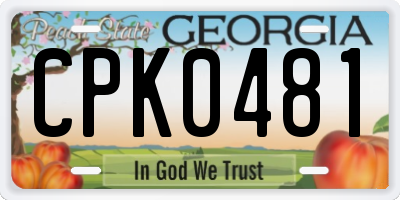 GA license plate CPK0481