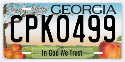 GA license plate CPK0499