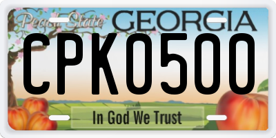 GA license plate CPK0500