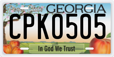 GA license plate CPK0505