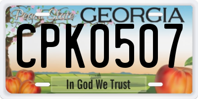 GA license plate CPK0507