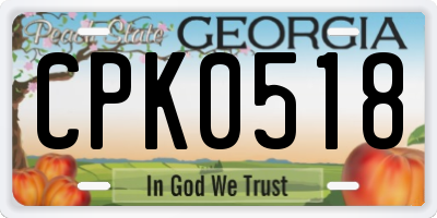 GA license plate CPK0518