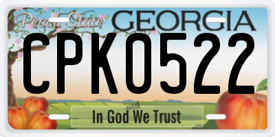 GA license plate CPK0522