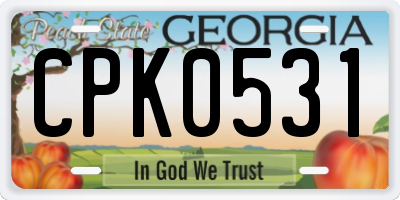 GA license plate CPK0531