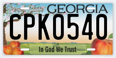 GA license plate CPK0540