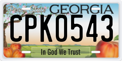 GA license plate CPK0543