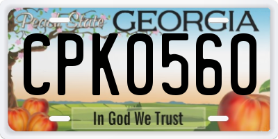 GA license plate CPK0560