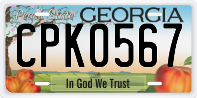 GA license plate CPK0567