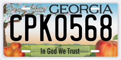 GA license plate CPK0568