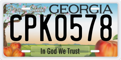 GA license plate CPK0578