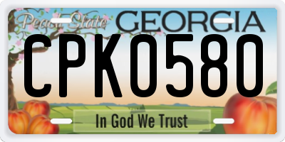 GA license plate CPK0580
