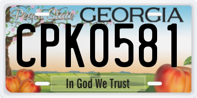 GA license plate CPK0581