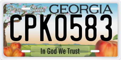 GA license plate CPK0583
