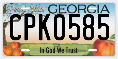 GA license plate CPK0585