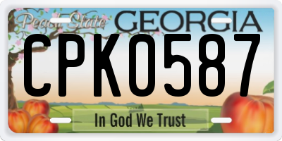 GA license plate CPK0587