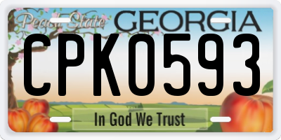 GA license plate CPK0593