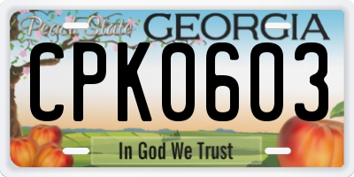 GA license plate CPK0603