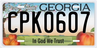 GA license plate CPK0607